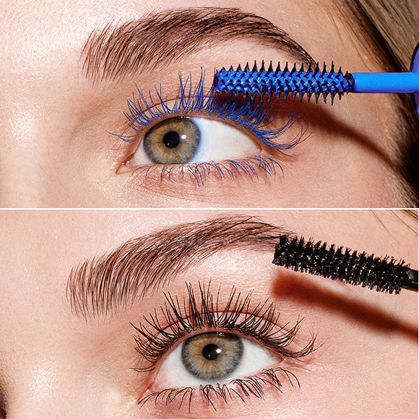 Appliquer la Volumizing Primer sur cils propres en partant de la racine vers le haut avec un mouvement en zigzag. Utiliser la même technique pour appliquer le Volumizing Mascara. Appliquer de nouveau le mascara pour augmenter la longueur et le volume, le produit se travaille à merveille.